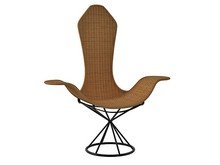 Wave Wicker And Rod Iron Chair