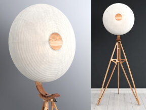 Washi Paper Floor Lamp with Wooden Base