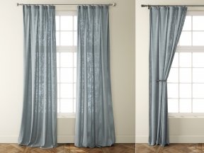 Country Light Grey Linen Curtains