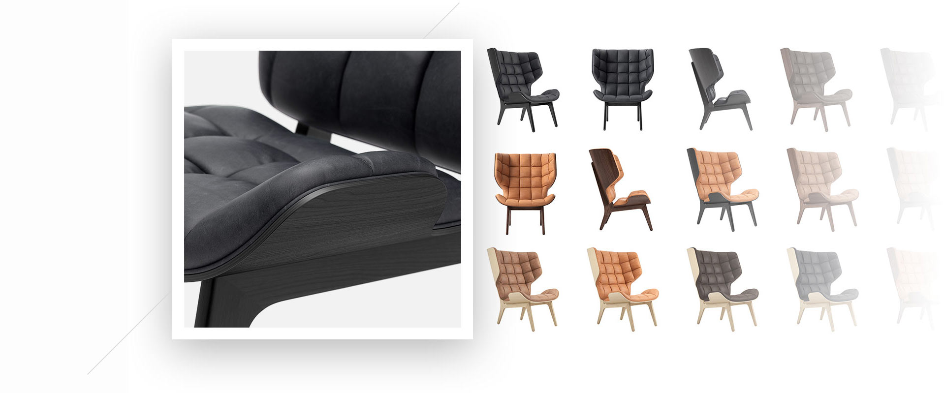 NORR11's Mammoth armchair in all possible variations digitized by Design Connected
