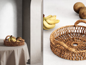 Round Woven Circular Tray with Handles