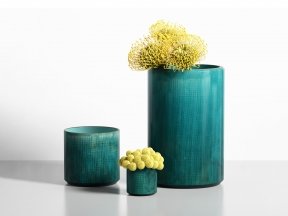 JAMALI GARDEN Teal Linen Ceramic Vases