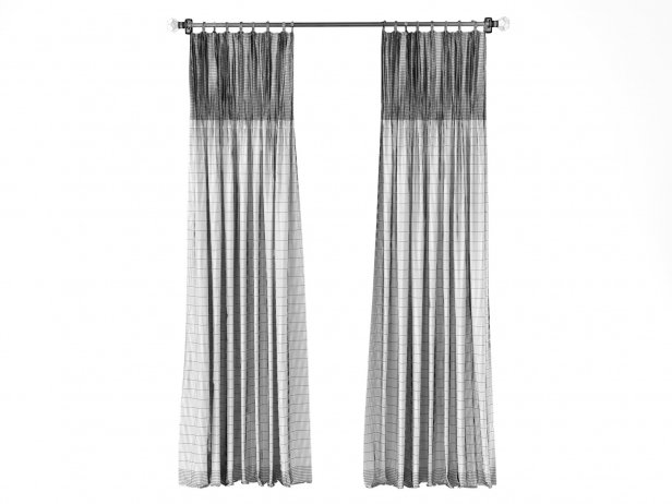 Pinch Pleat Curtains 3d Model, Pinch Pleated Curtains