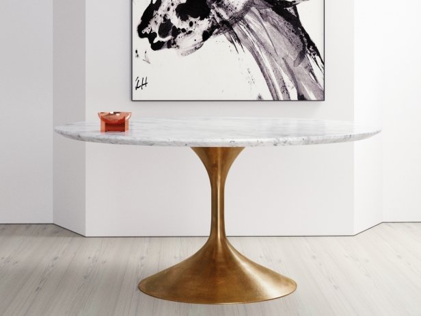 Rh aero marble round store dining table