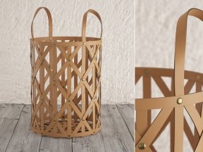 Woven Leather Cylinder Baskets