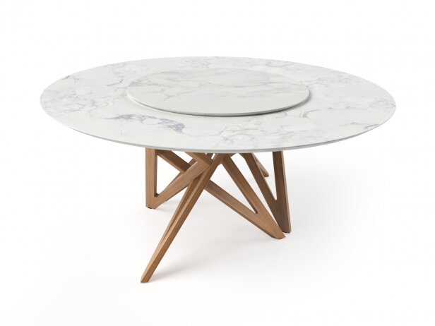 Ennea Dining Table With Lazy Susan 3d, How To Build A Lazy Susan For Dining Table
