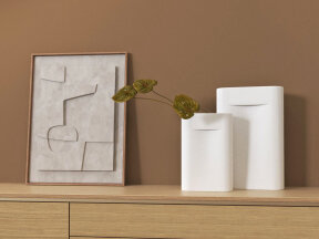 Ridge Vases with Anthuriums and Abstract art