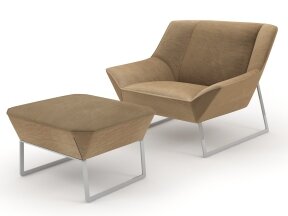 Modern Upholstered Armchair and Ottoman
