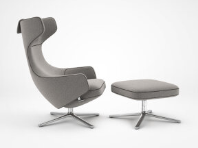 Upholstered Swivel Lounge Chair and Ottoman