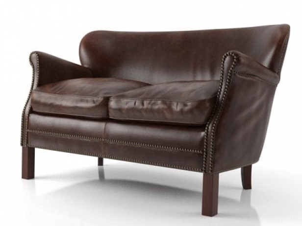 Professor S Leather Double Chair With, Nailhead Leather Sofa