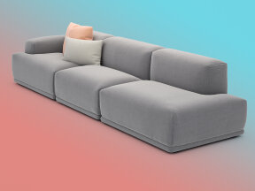 Divan Base 3-Seater Sofa with Open Armrest