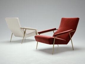 Classic Lounge Chair with Brass Accents