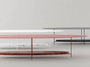 Oval Marble and Metal Coffee Table