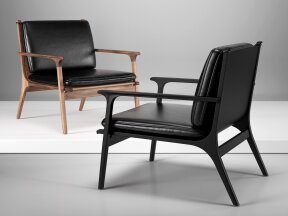 Large Lounge Chair with Leather Upholstery