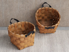 Woven Wood Basket with Handles