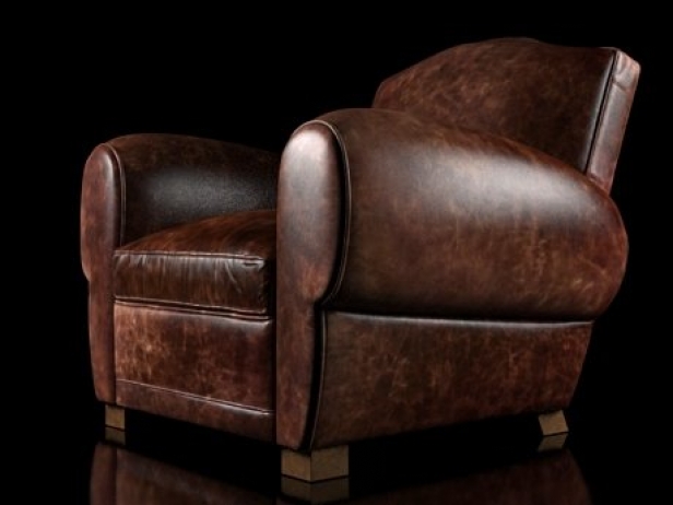 1940s French Mustache Leather Club, French Leather Club Chair
