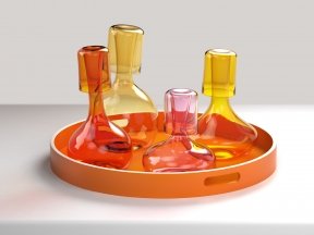 Glass Pitchers with Round Tray