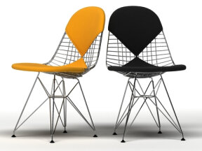 Wire Chair with Upholstered Sections