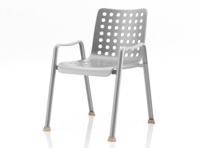 Metal Armchair with Perforated Back