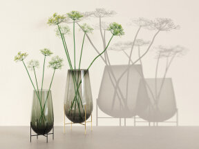 Glass Vases with Metal Base